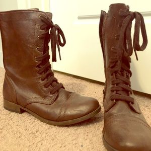 Dark brown combat boots